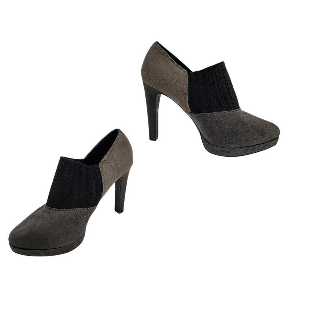 Naturalizer Trolley Vegan Suede Color Blocked Chunky Stiletto Heels Gray Sz 9.5‎